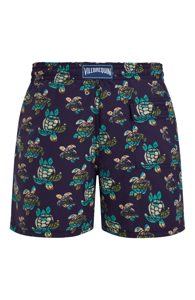 Vilebrequin Men's Landscape Turtle Swim Trunks, Alternate, color, Minuit