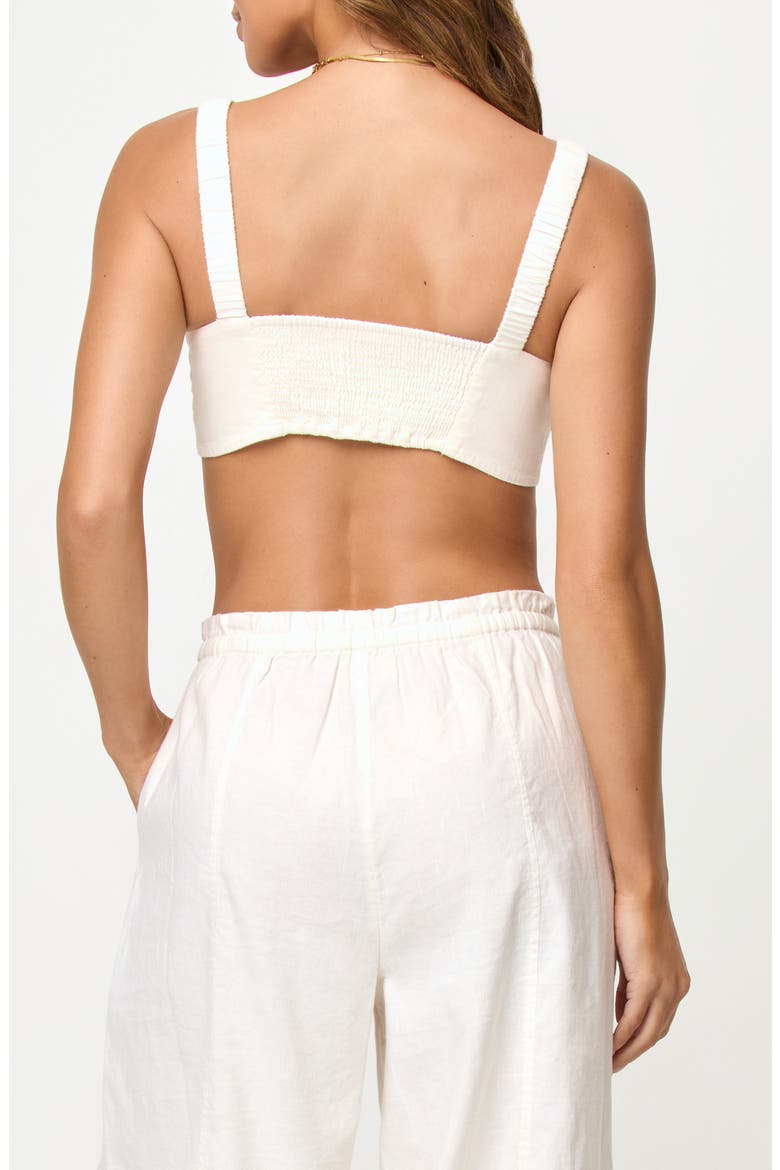 Ellis Front Knot Crop Linen & Cotton Cover-Up Top, Alternate, color, CREAM