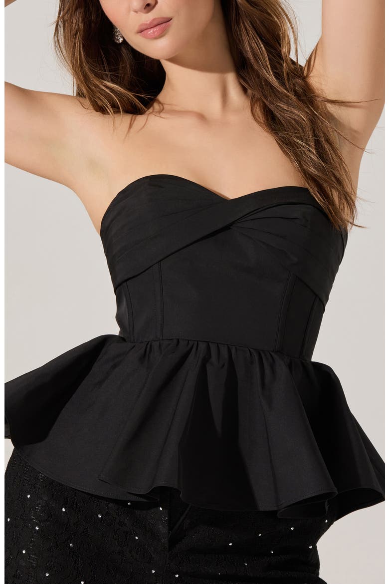 Melia Strapless Peplum Top, Alternate, color, BLACK