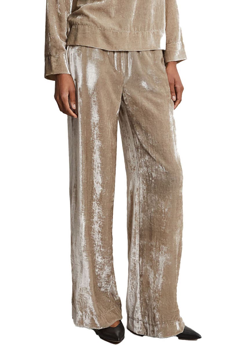 ottod'Ame Velvet Palazzo Trousers, Main, color, Stone