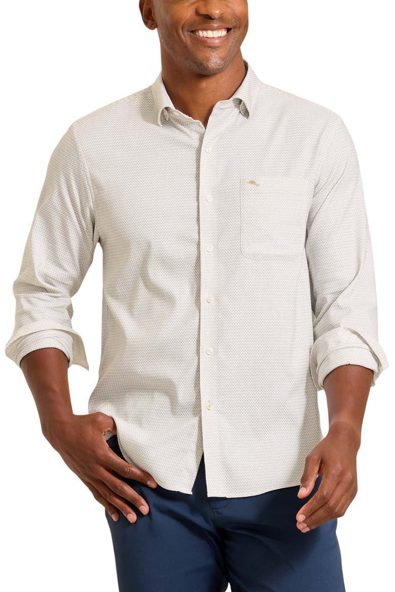Sarasota Stretch Ventura Coast IslandZone® Button-Up Shirt, Main, color, KHAKI