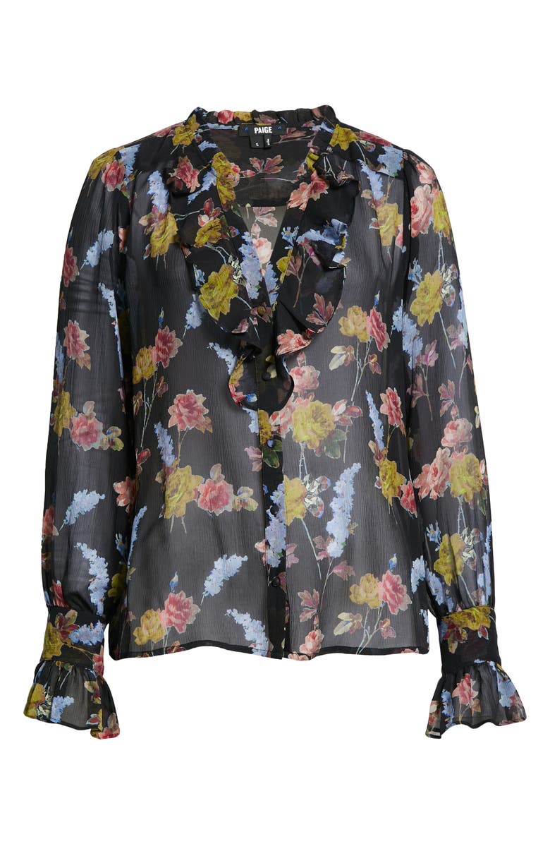 PAIGE Arianne Long Sleeve Silk Blouse, Alternate, color, Black Multi