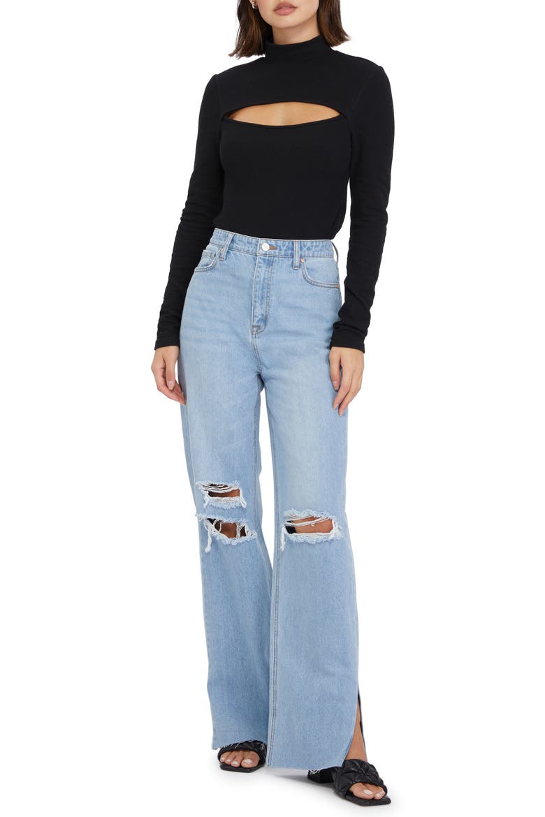 Small Rib Cuts Sanctuary Cut It Out Rib Mock Neck Cotton Blend Top (Women) | Nordstromrack