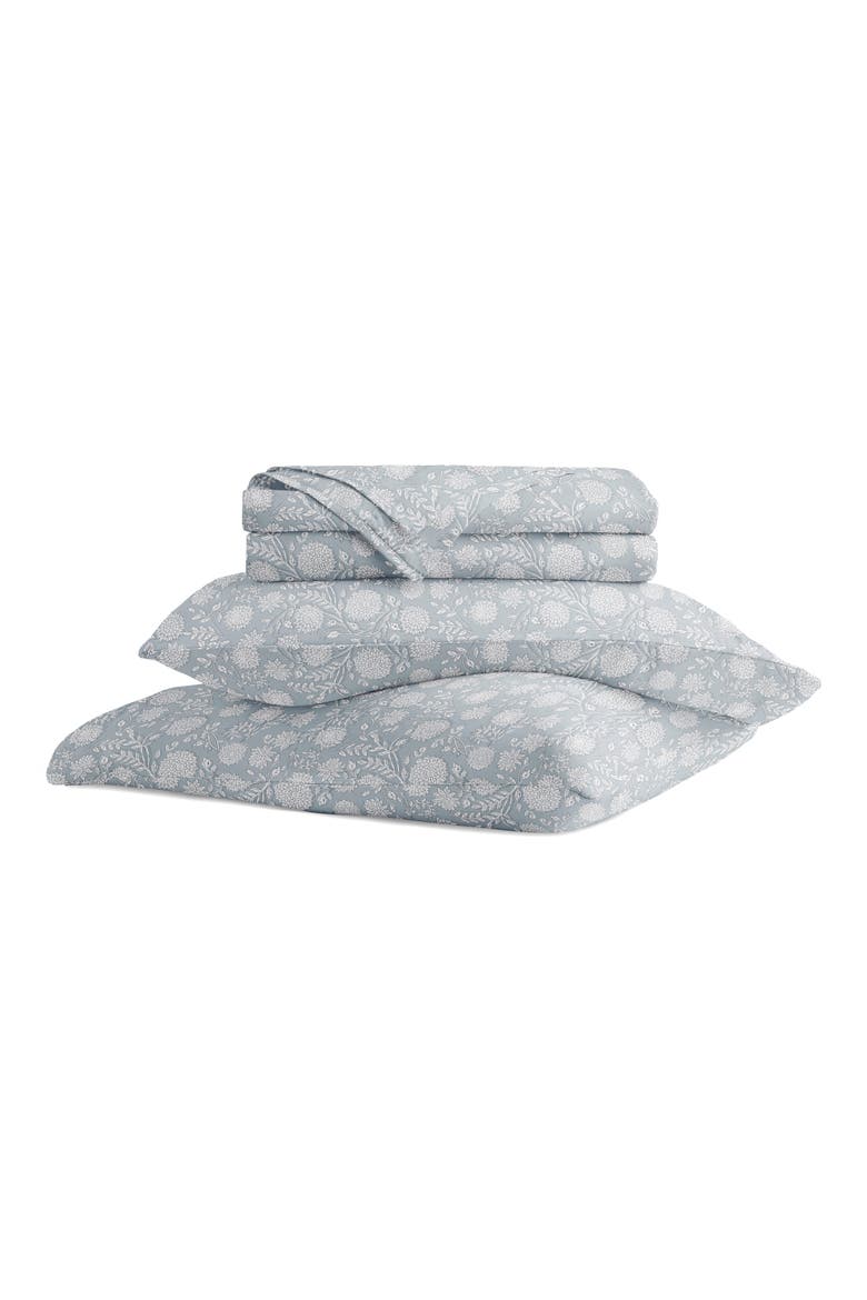 300 Thread Count Cotton Sateen Sheet Set, Main, color, BOHEMIAN GARDEN BLUE