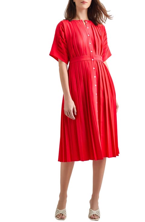 Pleated Fit & Flare Midi Dress