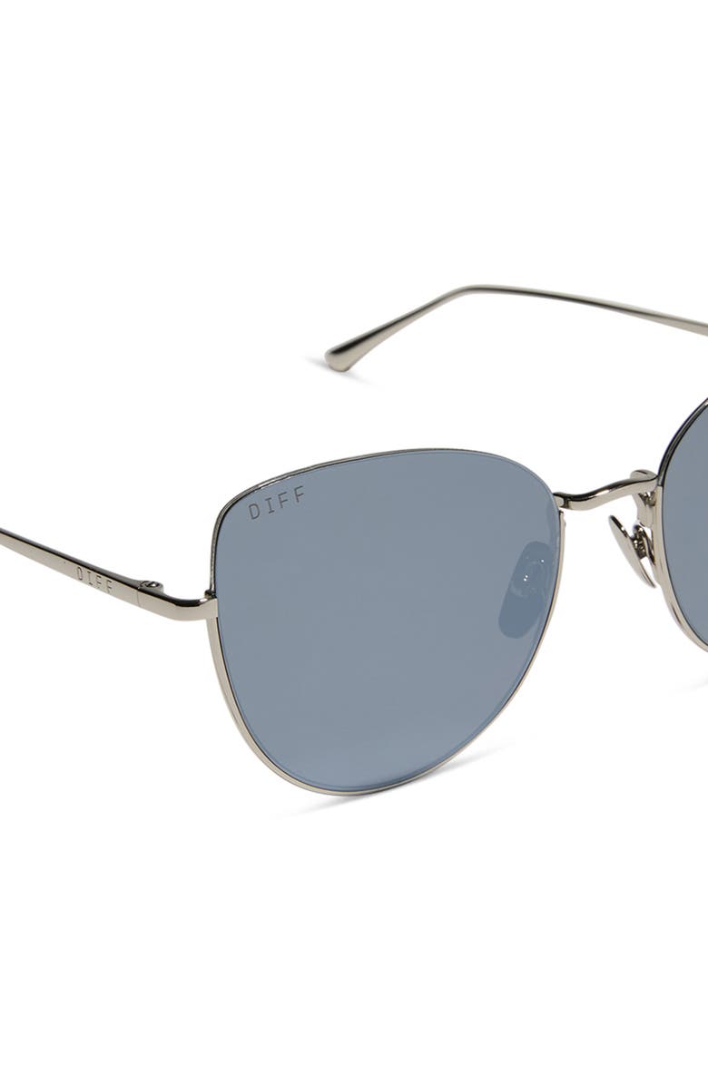 DIFF Kinsley 57mm Polarized Mirrored Round Sunglasses, Alternate, color, Silver Mirror