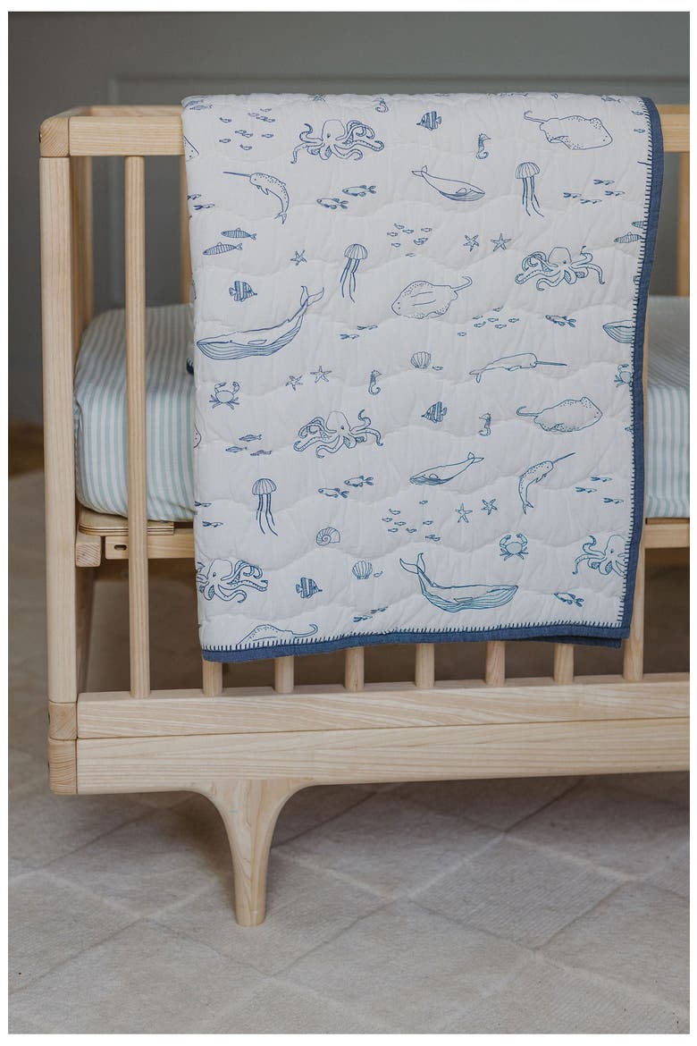 Chambray Blanket, Alternate, color, IVORY/ NAVY