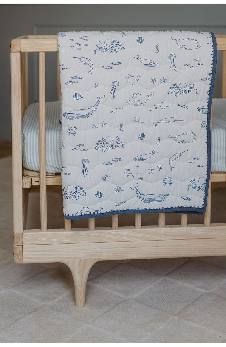 Pehr Chambray Blanket, Alternate, color, Ivory/ Navy