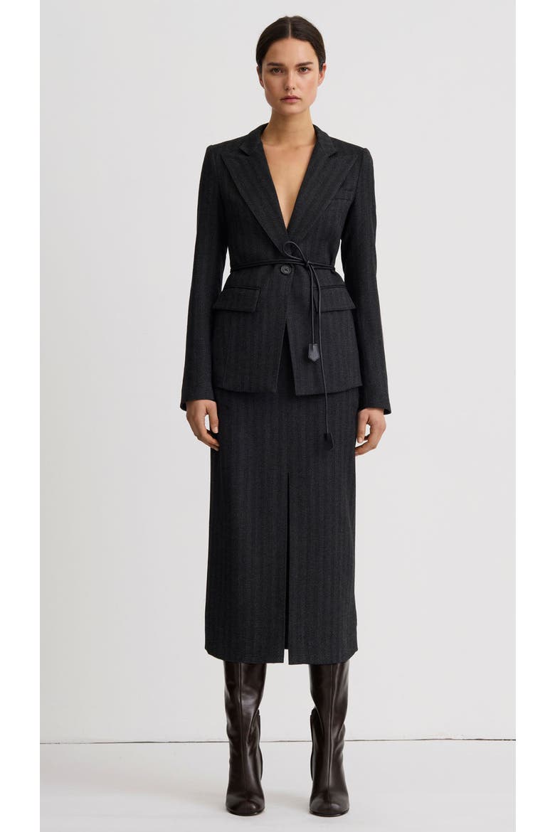 Longline Peaked Lapel Blazer, Alternate, color, Slate Herringbone
