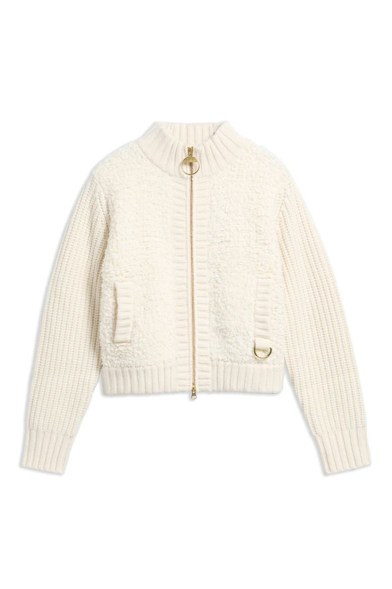 Hazelwood Knitted Zip Cardigan, Alternate, color, ECRU