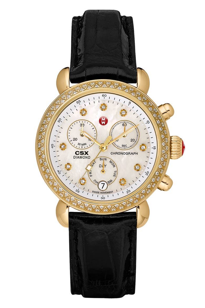 'CSX-36 Diamond' Diamond Dial Gold Plated Watch Case, 36mm, Alternate, color, GOLD