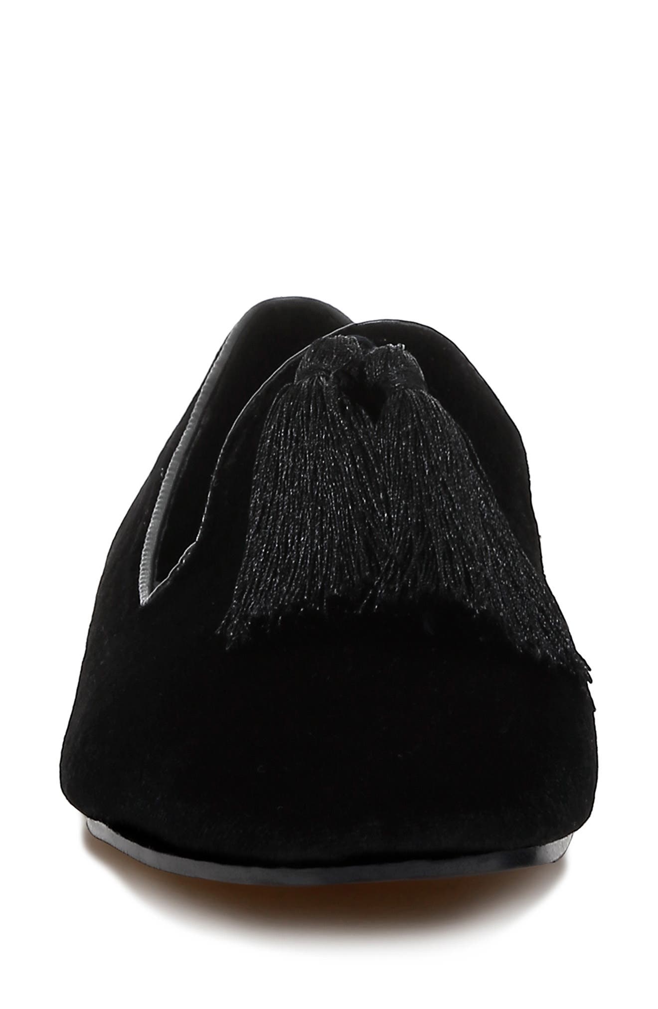 Rag & Co Tromso Tassel Detail Velvet Loafer, Alternate, color, Black