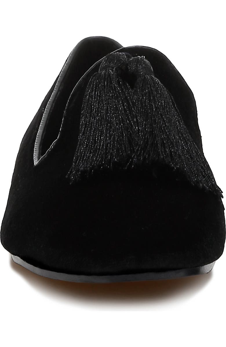 Rag & Co Tromso Tassel Detail Velvet Loafer, Alternate, color, Black