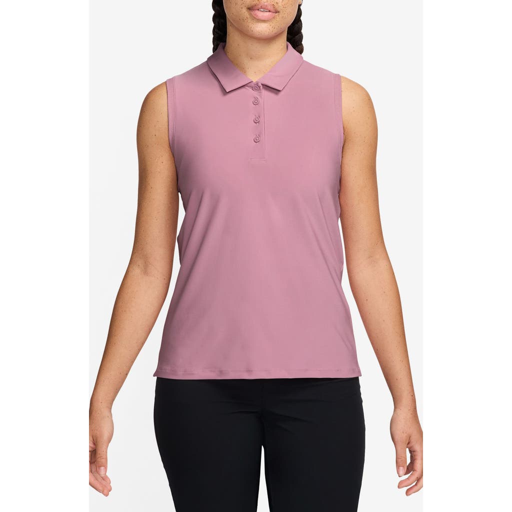 Nike Victory Dri-fit Sleeveless Polo In Elemental Pink/white