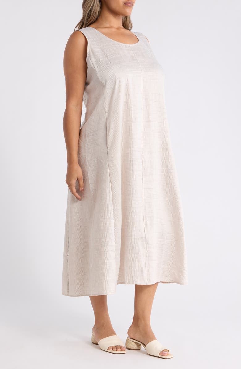 Eileen Fisher Scoop Neck Linen Blend Shift Dress, Alternate, color, Wheat