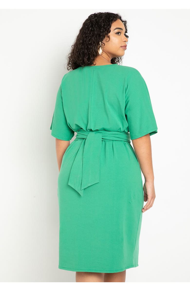 ELOQUII Cross Front Flutter Sleeve Dress, Alternate, color, Cobalt