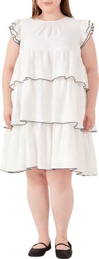 English Factory Contrast Detail Ruffle Babydoll Dres