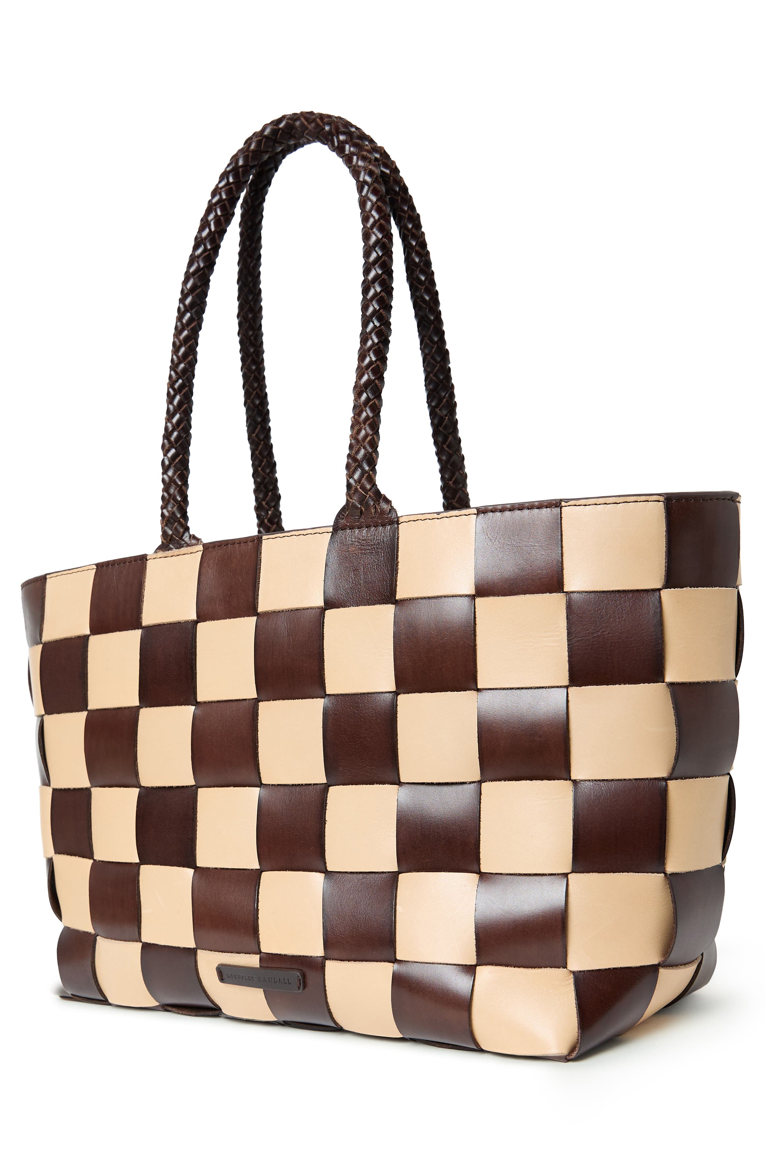 Loeffler Randall Klara Woven Leather Tote, Alternate, color, Brown/ Butter