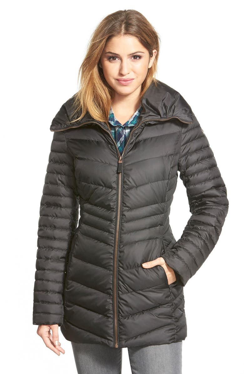 Marc New York 'Kirby' Chevron Quilted Pillow Collar Down & Feather Fill Coat, Main, color, 
