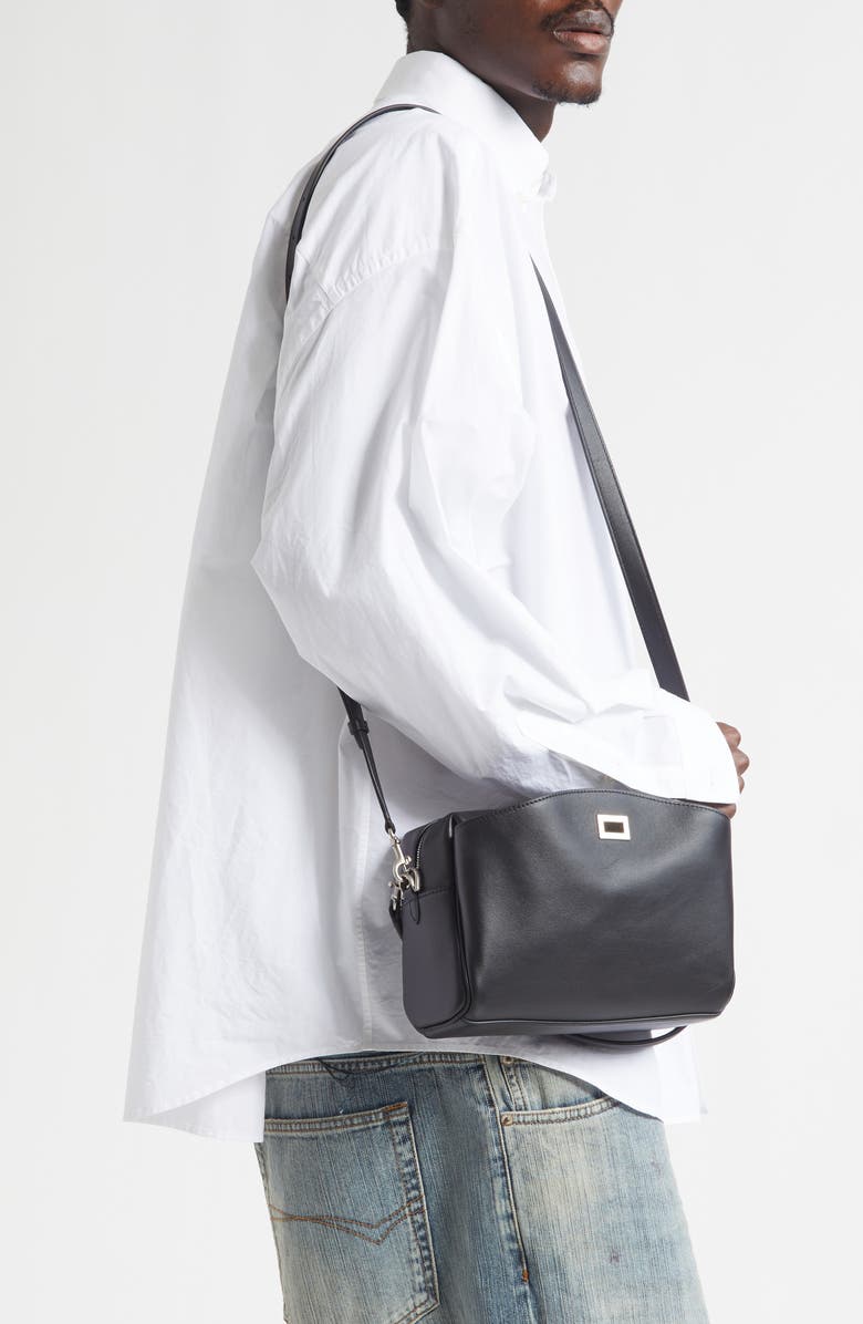 Balenciaga Rodeo Leather Camera Bag, Alternate, color, Black