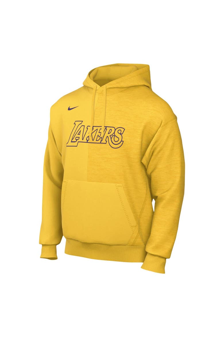 Men's Nike Gold Los Angeles Lakers Courtside Versus Stitch Split Pullover Hoodie, Alternate, color, Gold