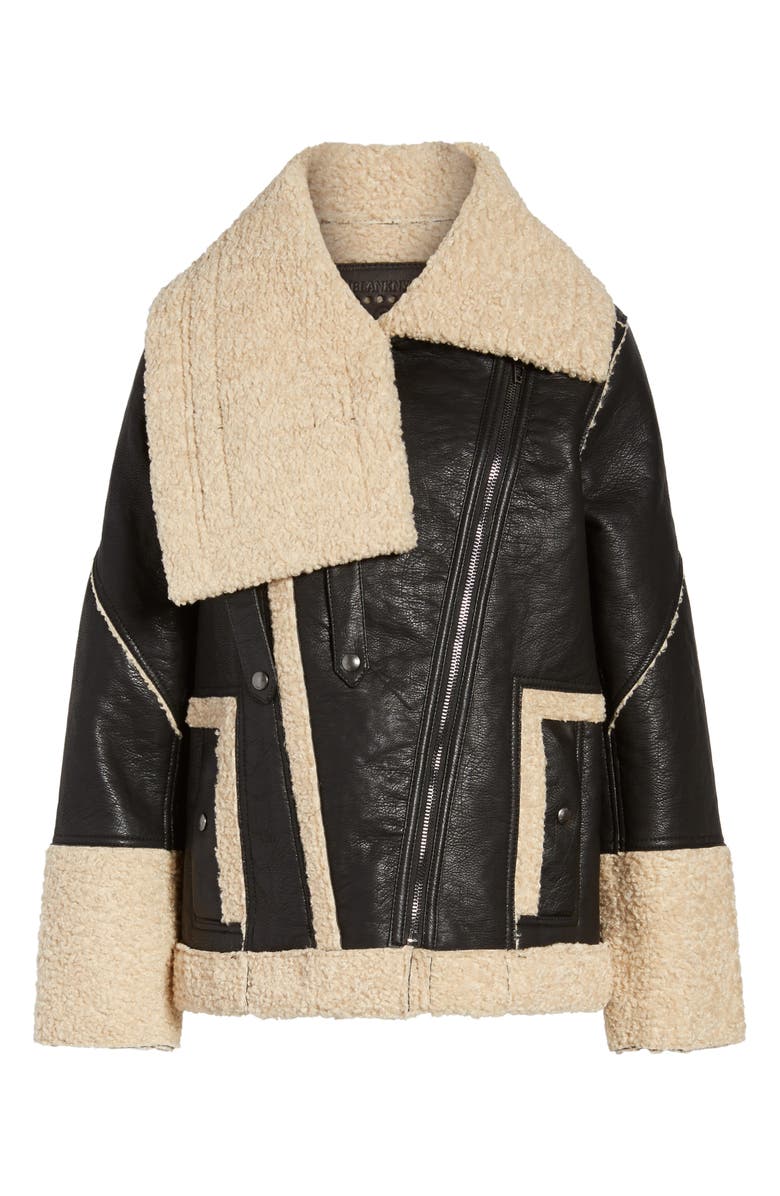 BLANKNYC Faux Shearling & Faux Leather Jacket, Alternate, color, 