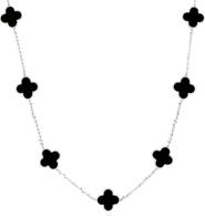 The Lovery Fine Jewelry Small Onyx Clover Necklace