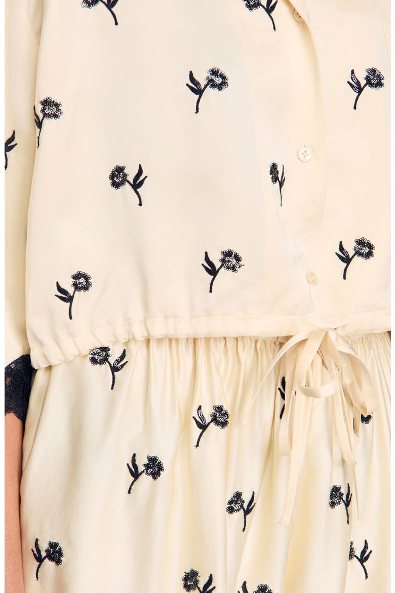 Cropped floral embroidered shirt, Alternate, color, Vanilla