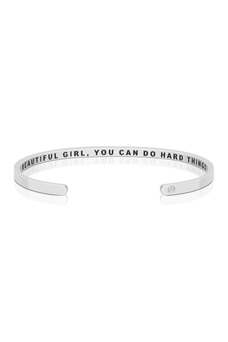 Beautiful Girl, You Can Do Hard Things bracelet, Main, color, Inside - Silver