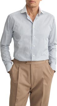 Eton Slim Fit Stripe Twill Cotton Dress Shirt
