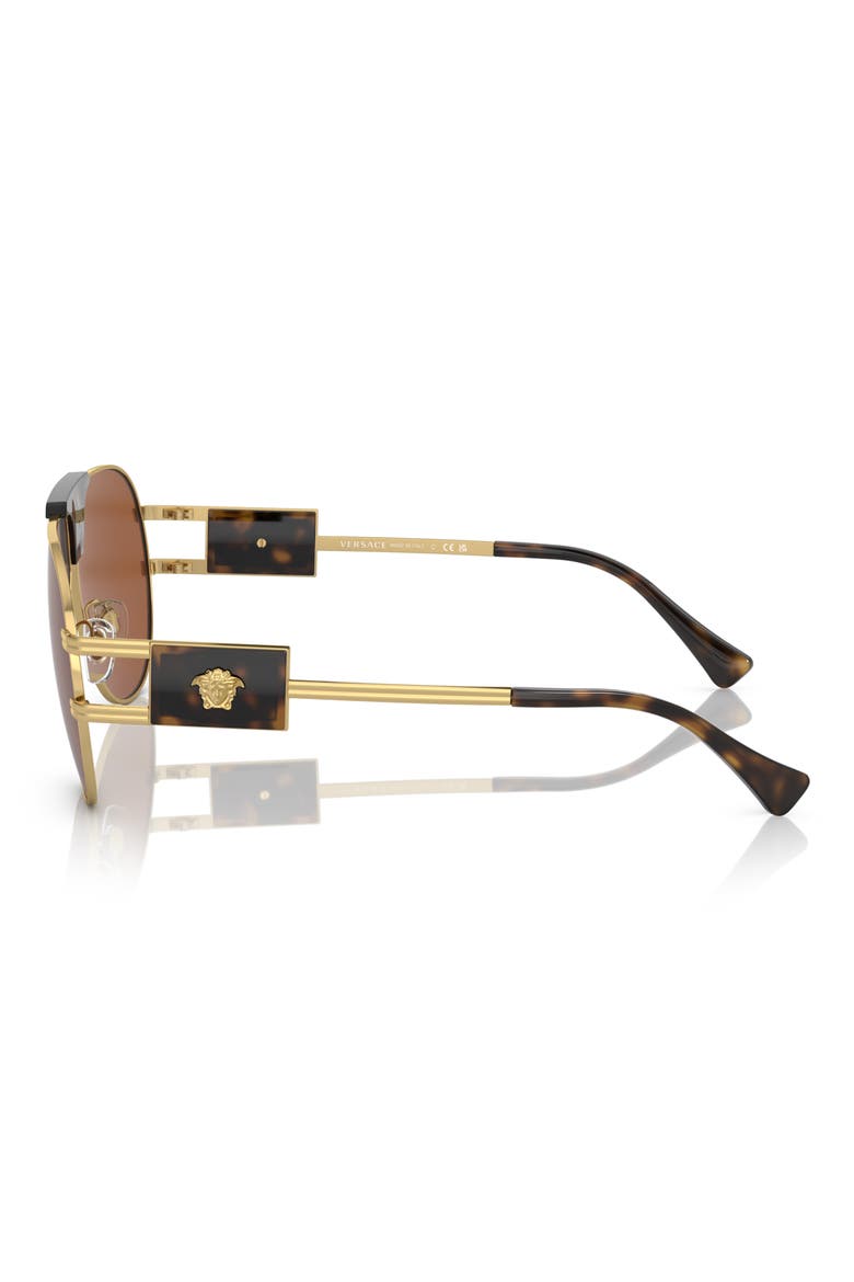 63mm Oversize Pilot Sunglasses, Alternate, color, DARK BROWN