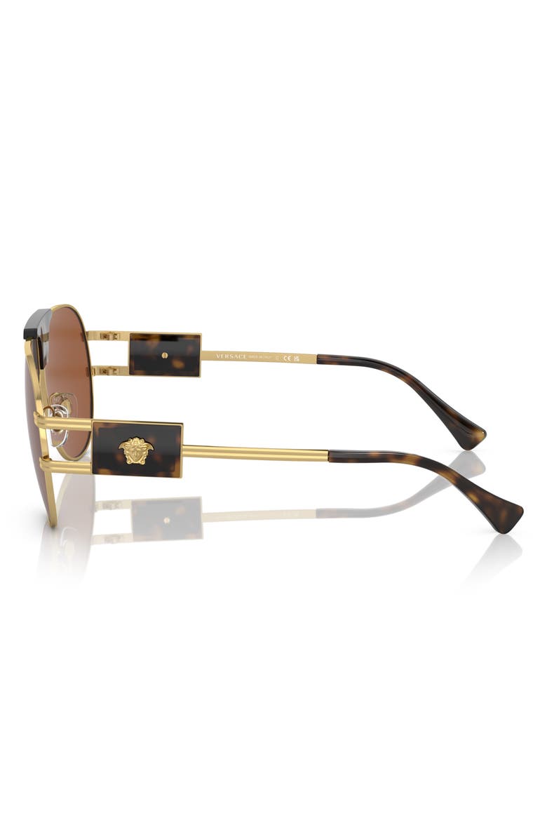 Versace 63mm Oversize Pilot Sunglasses, Alternate, color, Dark Brown