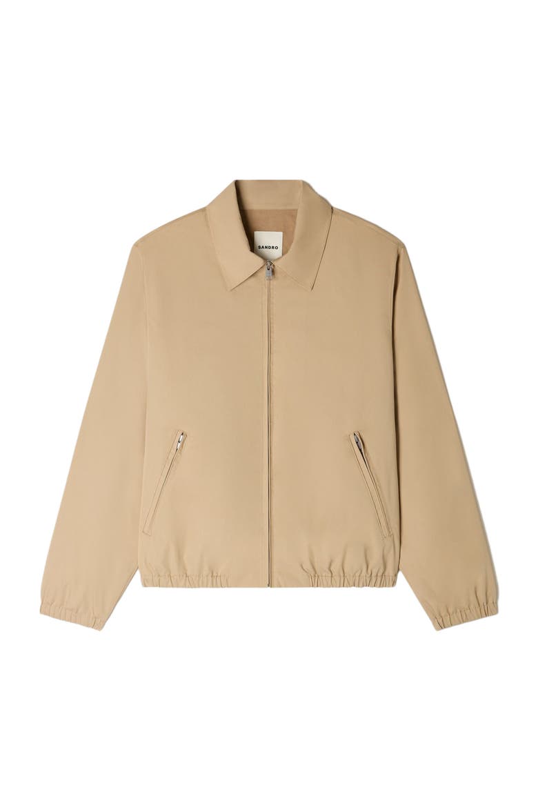 Zip-up cotton jacket, Alternate, color, Sand