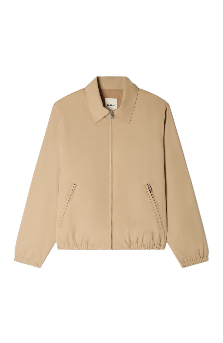 SANDRO Zip-up cotton jacket, Alternate, color, Sand