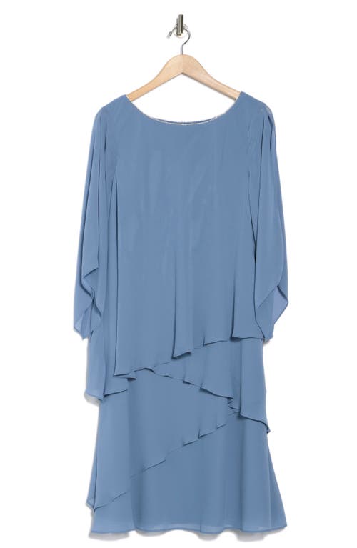 Marina Chiffon Tiered Cutaway Dress In Blue