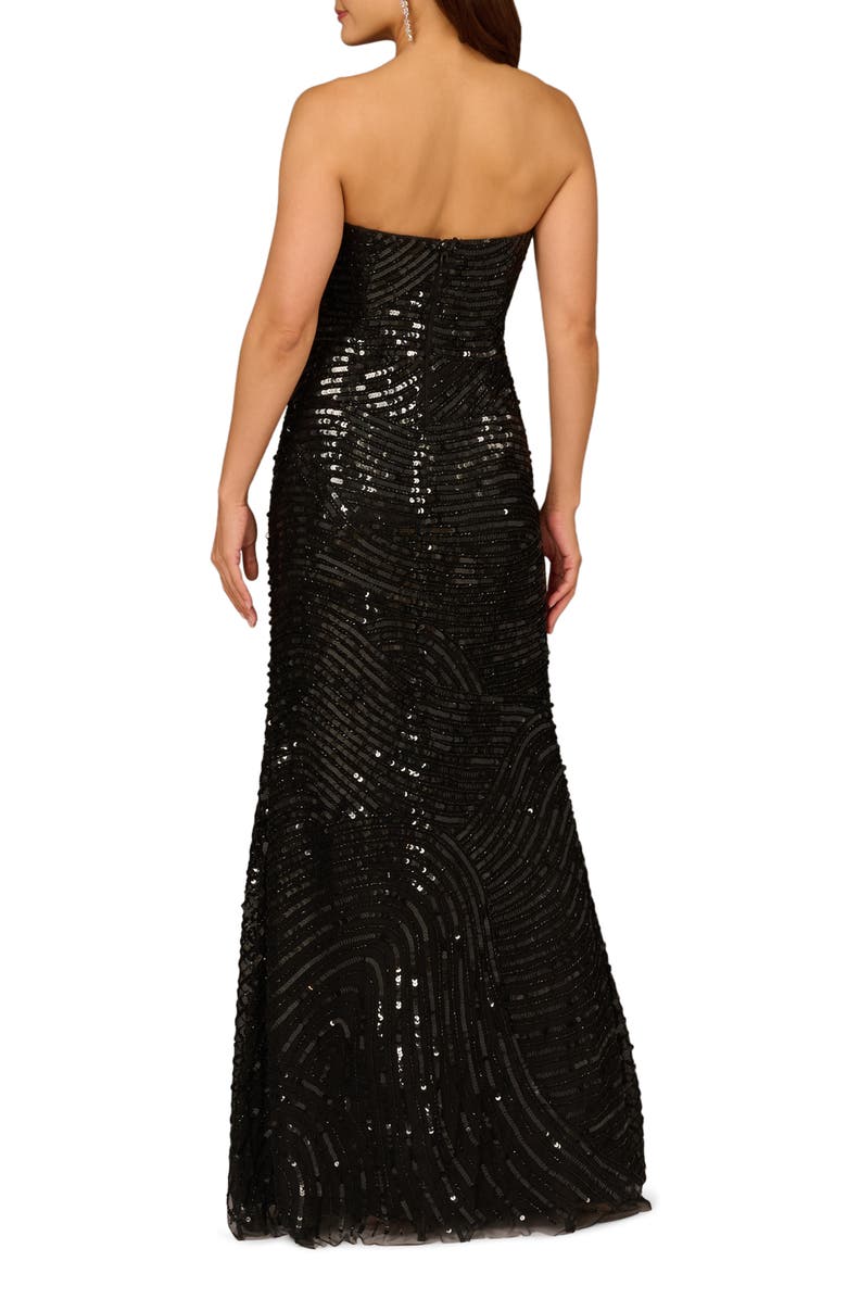 Aidan Mattox by Adrianna Papell Sequin Strapless Gown, Alternate, color, Black