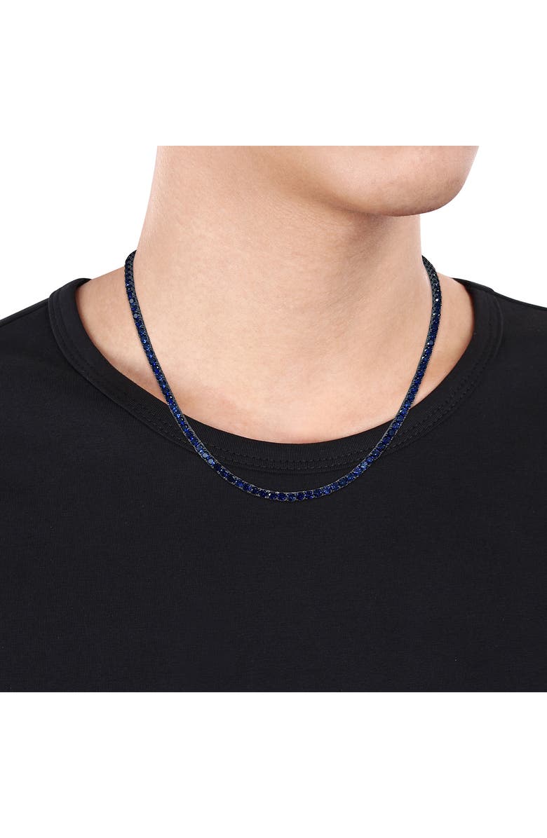 DELMAR Men's Sterling Silver Lab Created Sapphire Necklace, Alternate, color, 