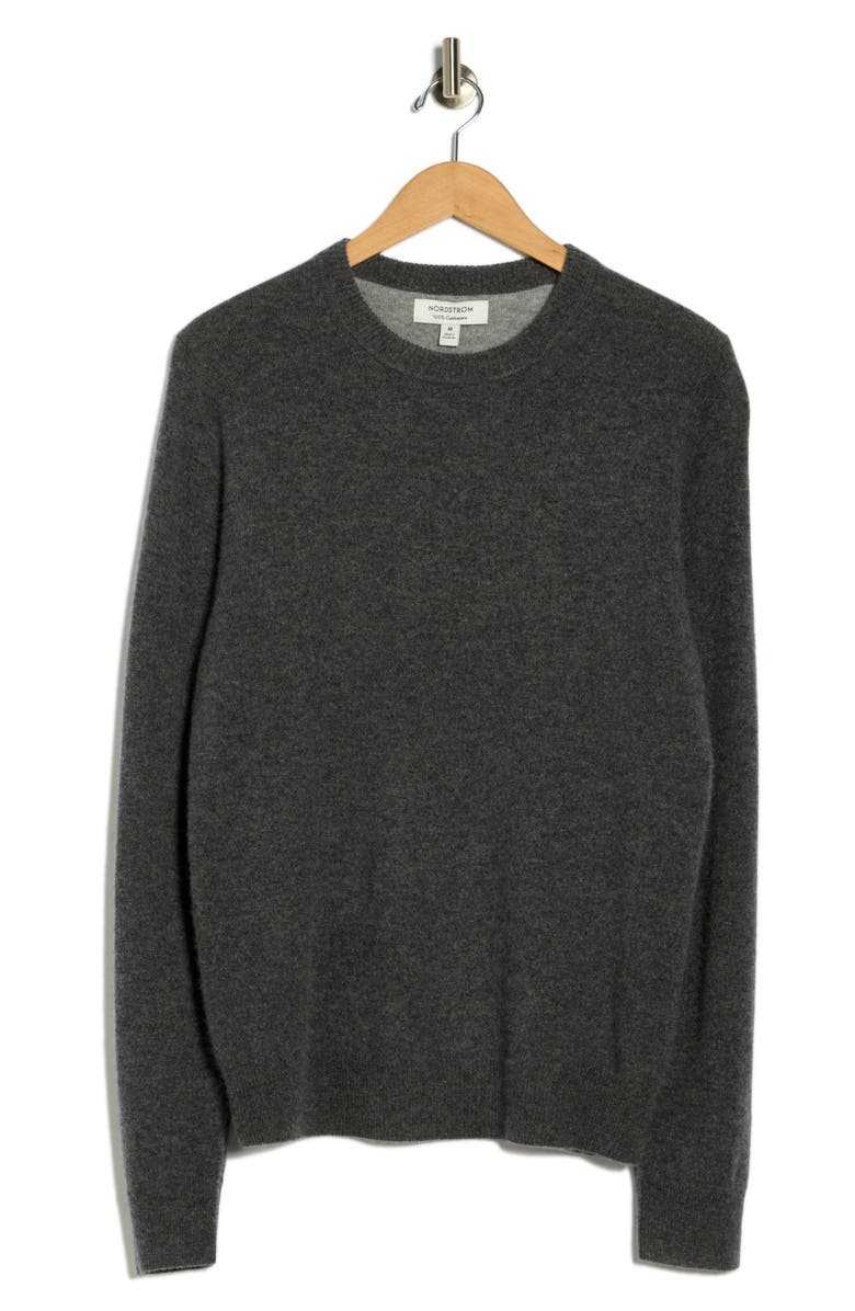 Nordstrom Cashmere Crewneck Sweater, Alternate, color, Grey Embers Heather
