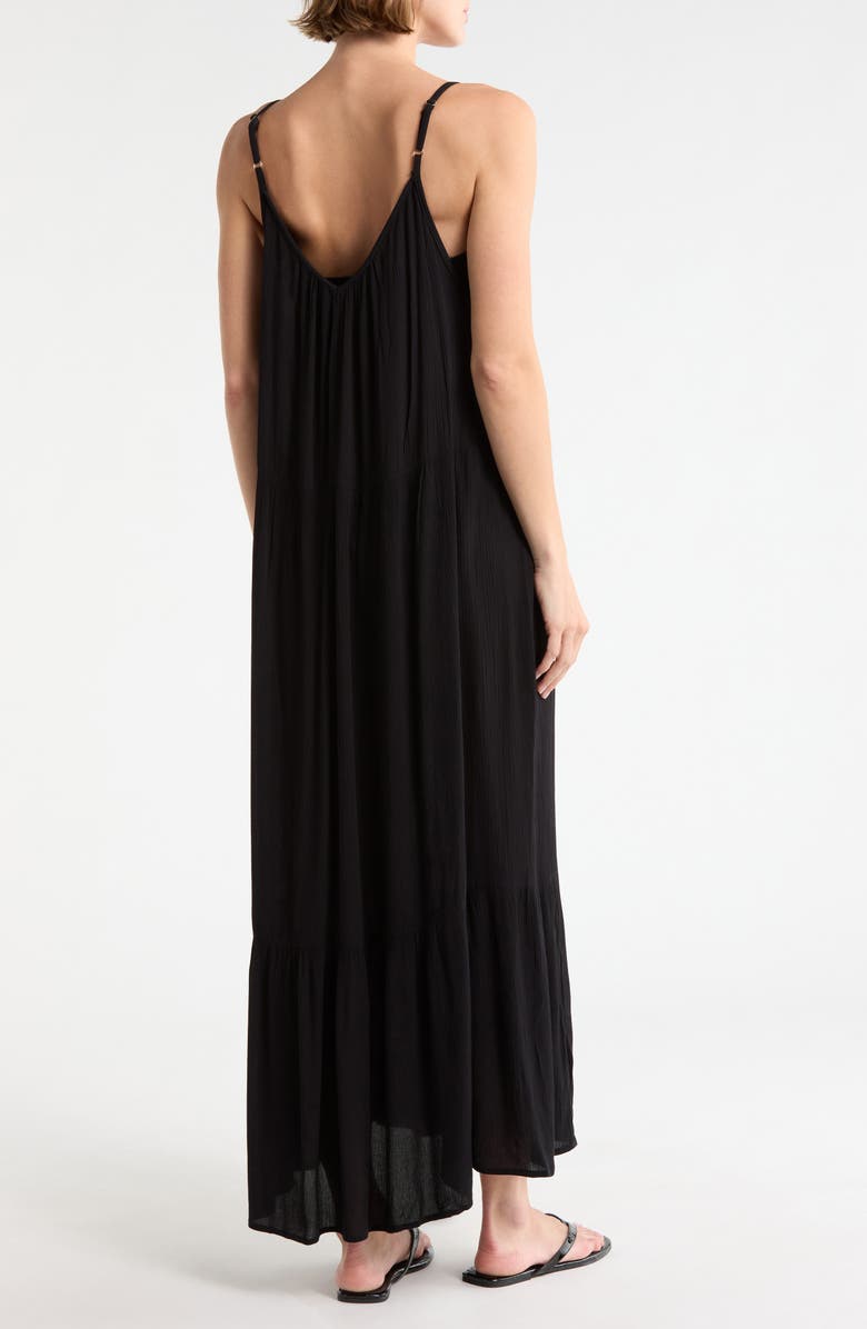 BOHO ME Tiered Gauze Cover-Up Midi Dress, Alternate, color, Black