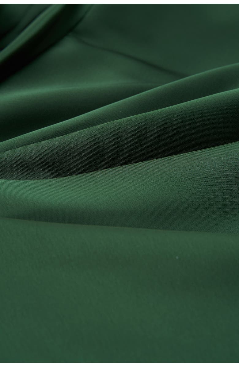 Theia Gwen Ruffle Asymmetric Hem Elbow Sleeve Satin Faux Wrap Dress, Alternate, color,