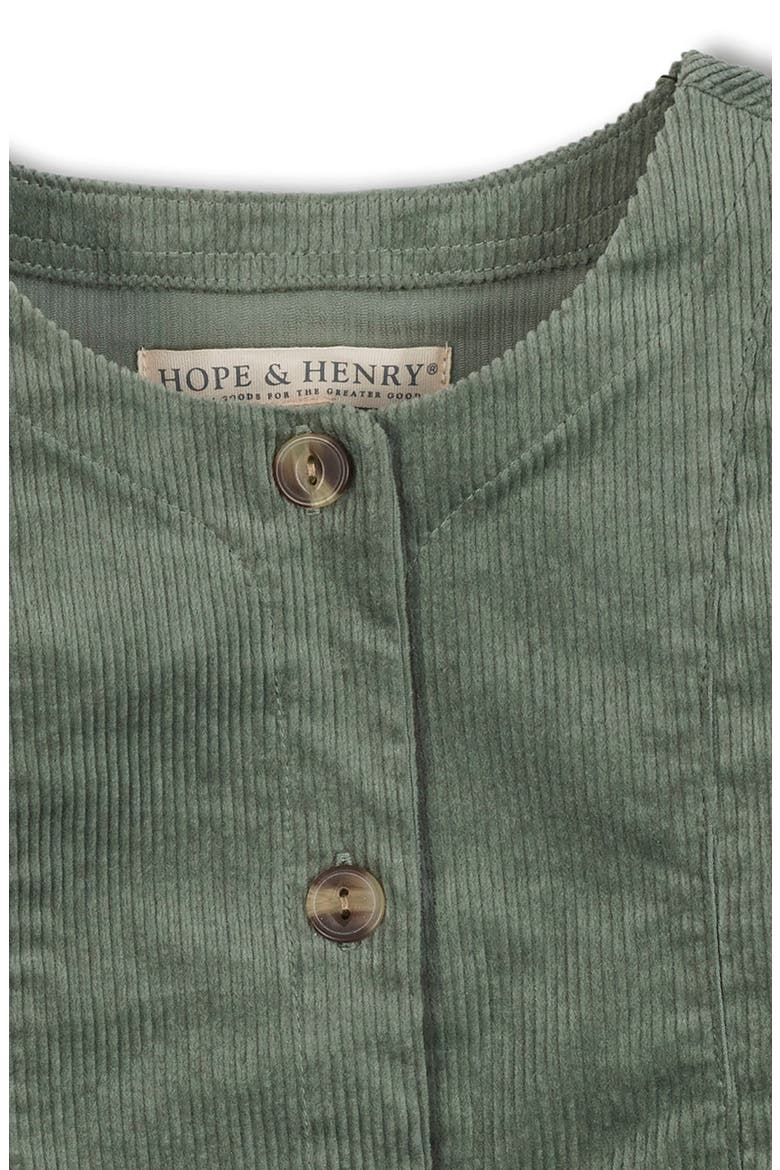 Kids' Organic Corduroy Button Front Jumper, Alternate, color, Sage