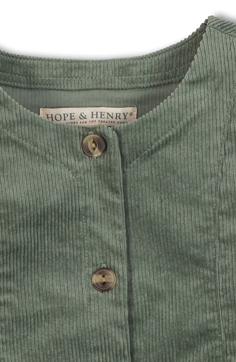 Hope & Henry Kids' Organic Corduroy Button Front Jumper, Alternate, color, Sage