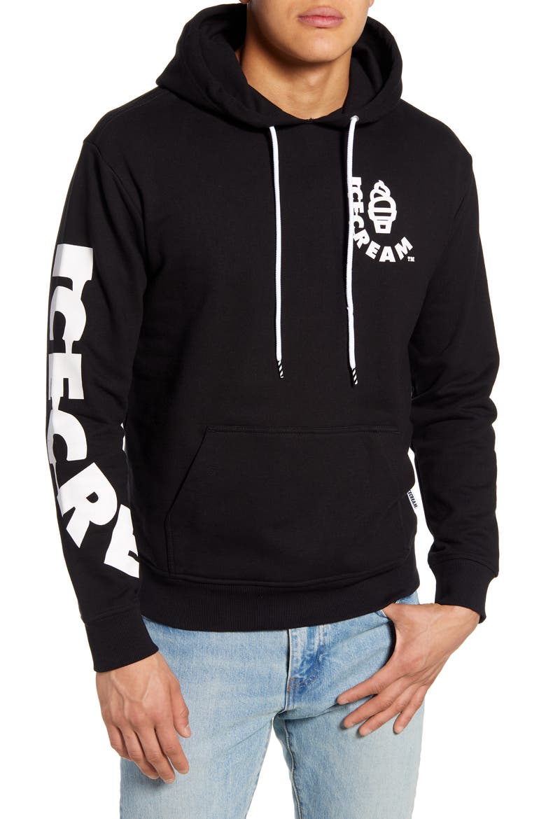 Logo Hooded Sweatshirt, Main, color, BLACK