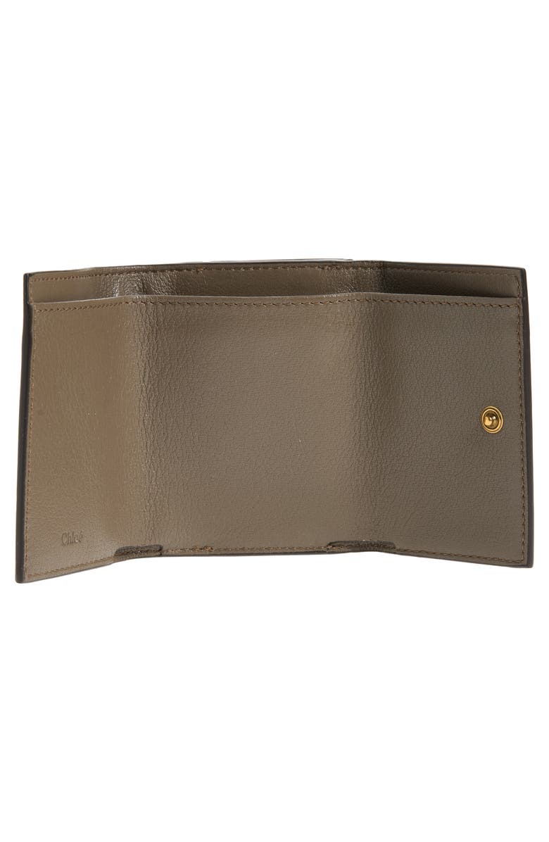 Chloé Mini Paddington Grained Leather Trifold Wallet, Alternate, color, Flannel Grey