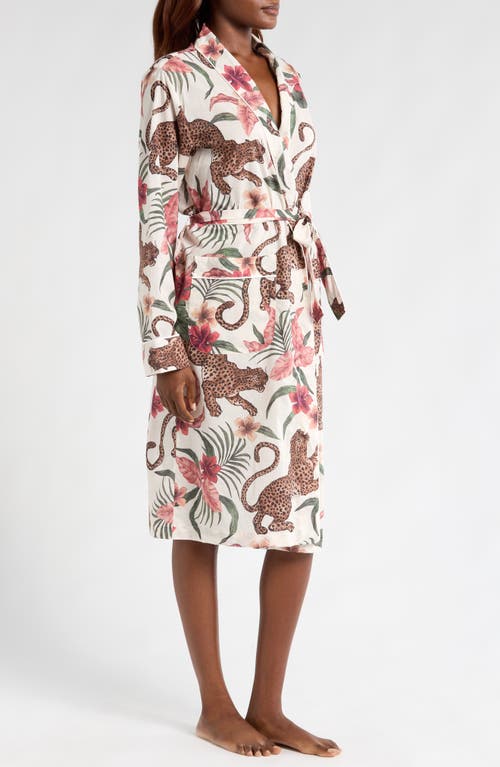 Shop Desmond & Dempsey Floral Cotton Robe In Soleia Cream