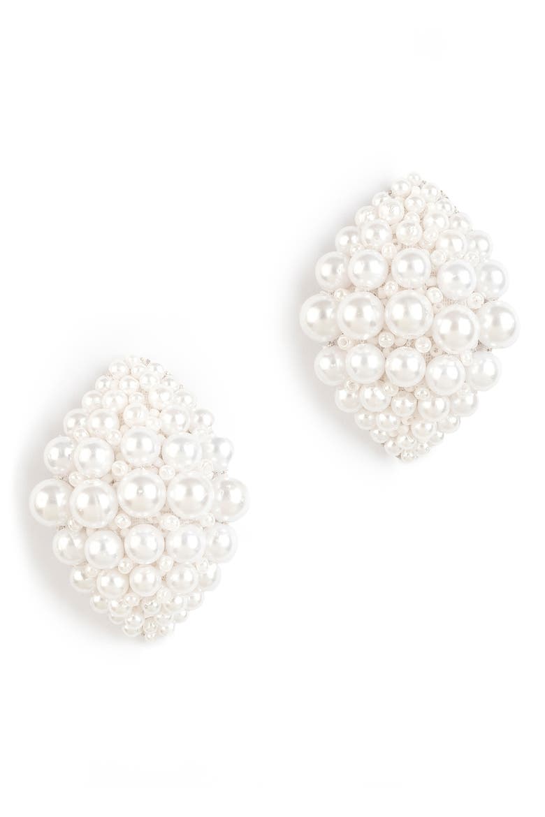 Uma Faux Pearl Drop Earrings, Main, color, IVORY