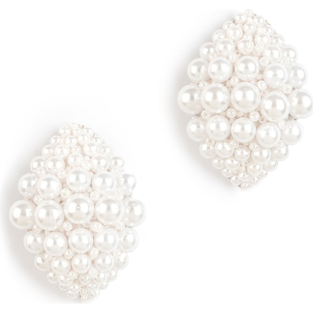 Deepa Gurnani Uma Faux Pearl Drop Earrings in Ivory