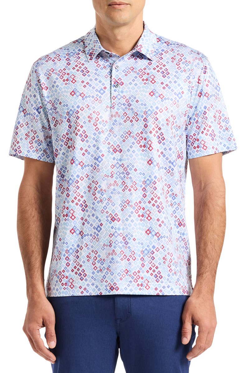 Robert Graham Watkins Geo Print Polo, Main, color, Blue Multi