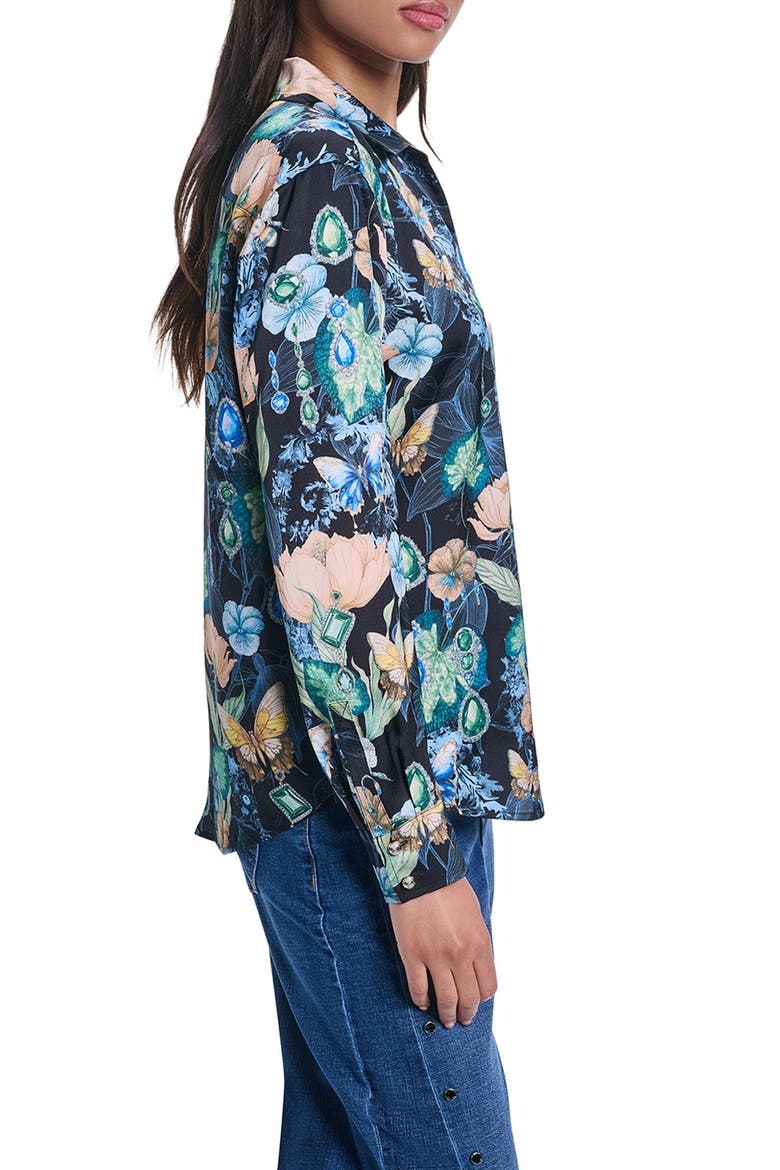 Oversized Long Sleeve Shirt, Alternate, color, BLACK/ MULTI