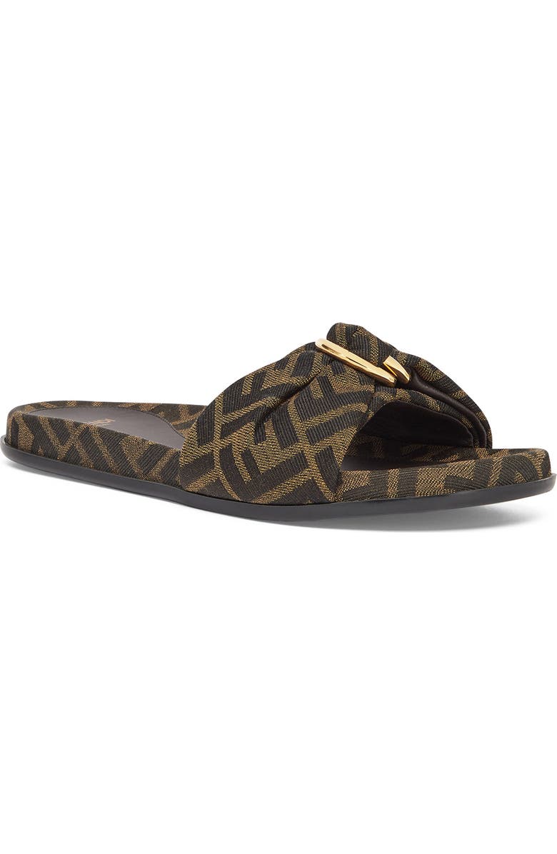 Fendi Feel Knotted Slide Sandal, Main, color, Tobacco